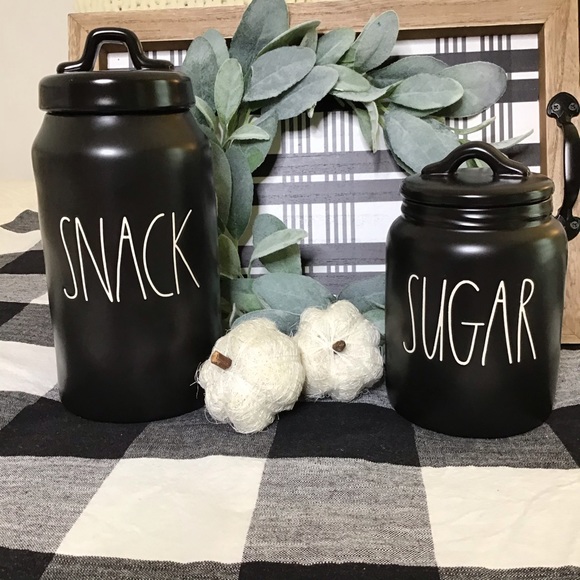 NWT🖤Rae Dunn Farmhouse Black “SUGAR” Canister - Picture 2 of 9